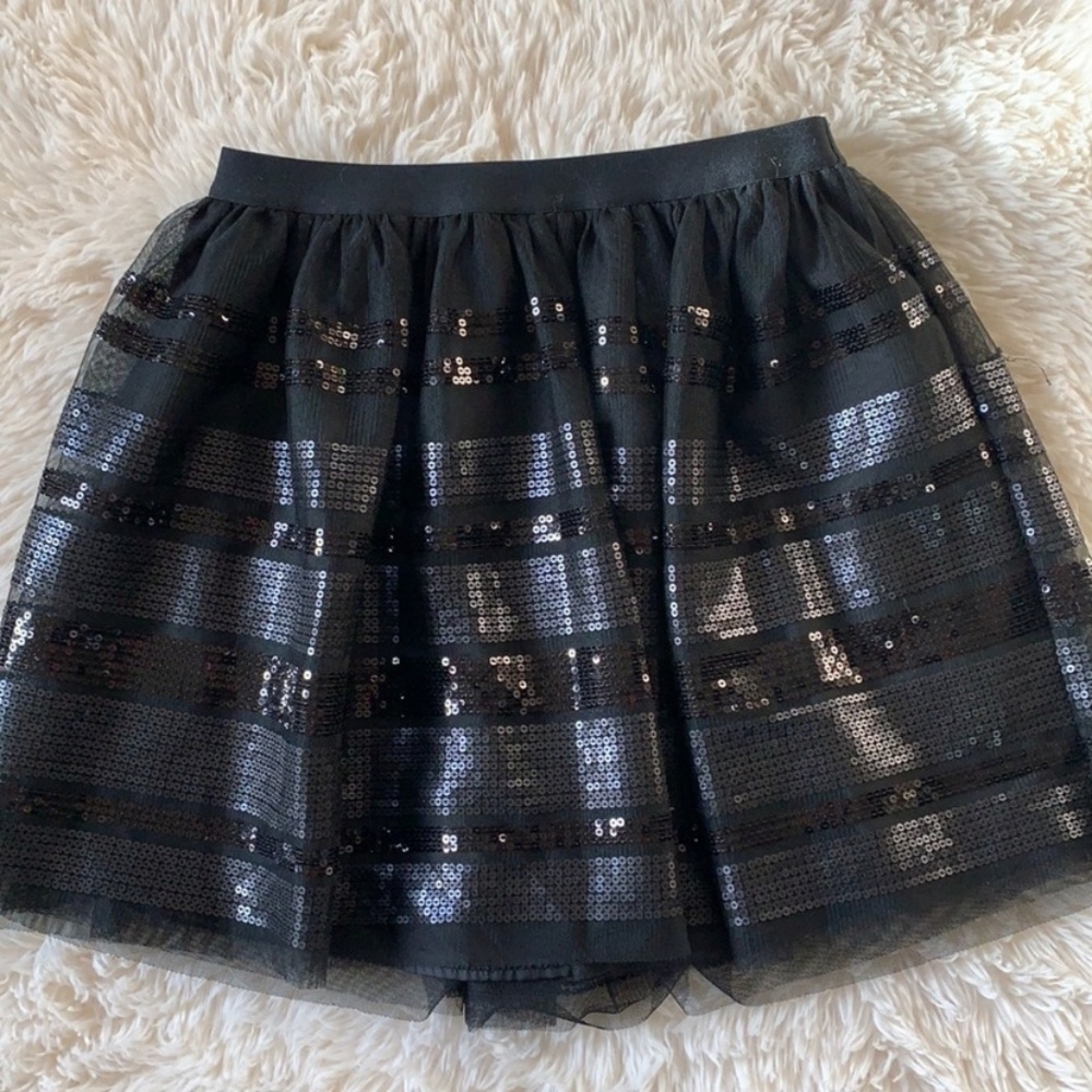 Cat & Jack Black Sequin Tulle Skirt Girls Size 10/12 Party Holiday
